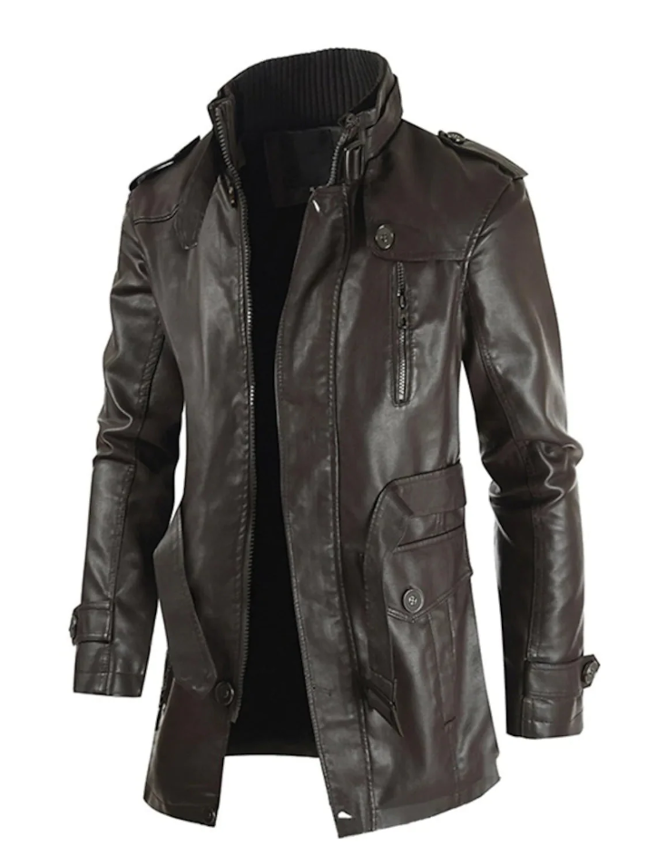 Mathis - long leather jacket for men